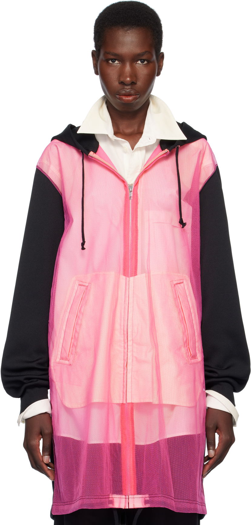 Sweatshirt Comme des Garçons Homme Plus Thick & Tulle Zip-Up Hoodie Lyserød | PO-T031-051