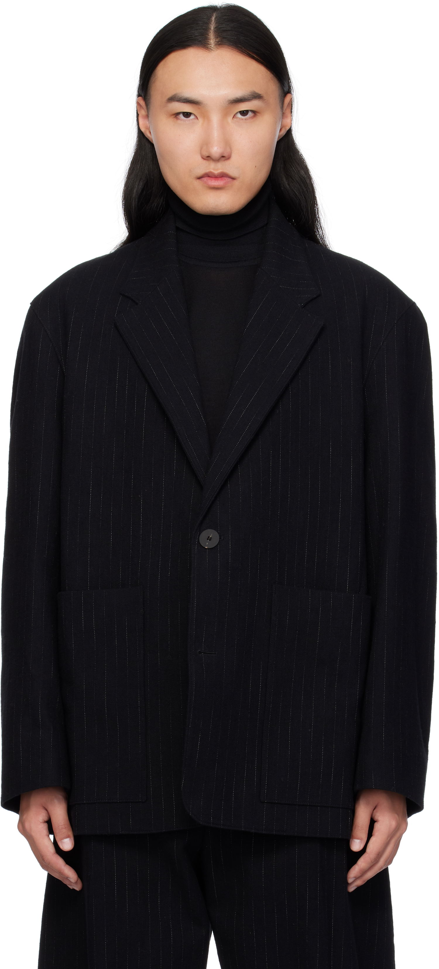 Jakke Studio Nicholson Studio Nicholson Conde Pinstripe Blazer Sort | CONDE SNM - 1251, 0
