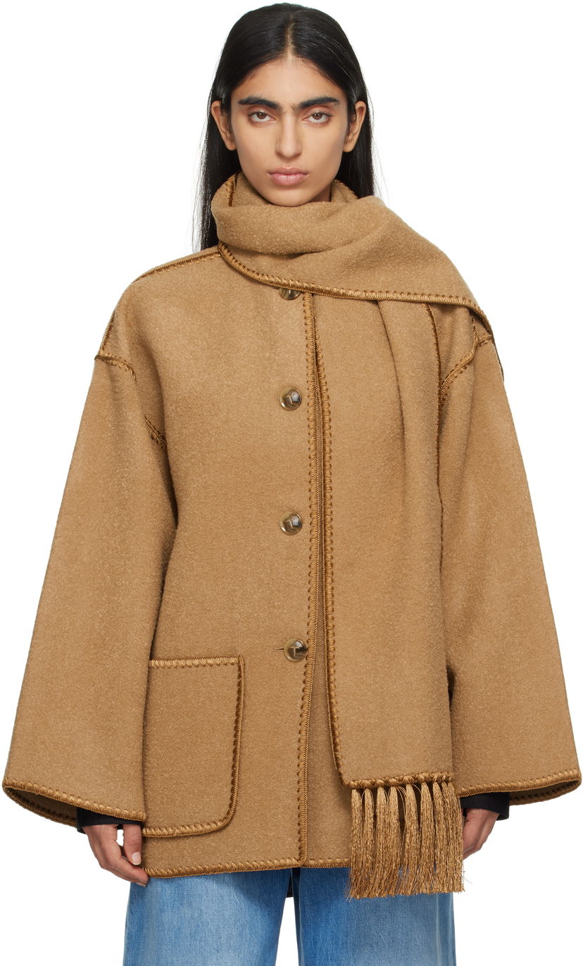 Frakker TOTEME TOTEME Women's Scarf Embroidered Jacket Brun | 244-WRO918-FB0292
