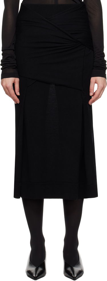 Nederdel TOTEME Draped Midi Knit Skirt Sort | 244-WRT0398-YA0087, 0