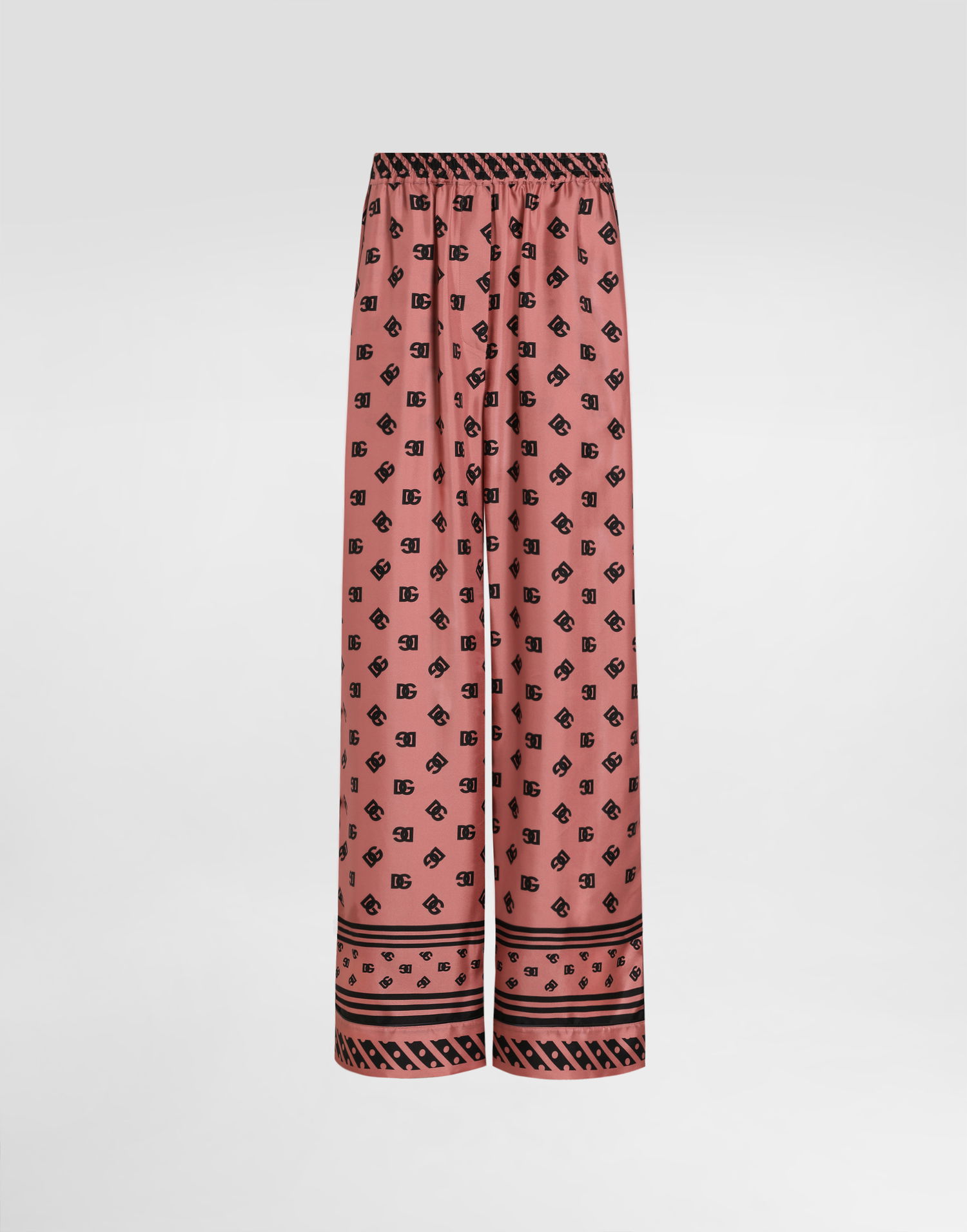 Pyjamas Dolce & Gabbana Dolce & Gabbana Silk Satin Jacquard Pajama Pants with All-over DG Logo Lyserød | FTAMPTGDCVJF0473, 0