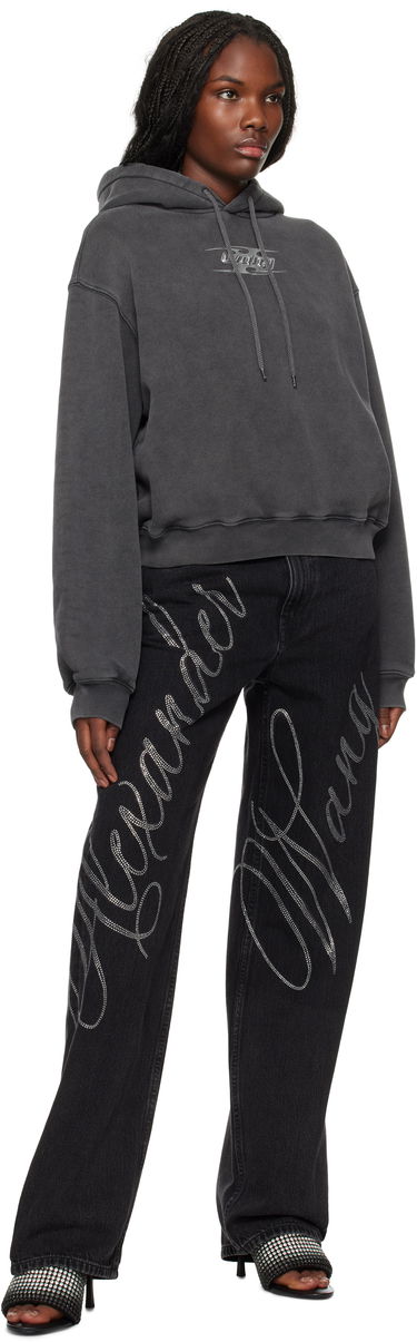 Sweatshirt Alexander Wang Blade Logo-Embossed Hoodie Sort | 4CC4242107, 3