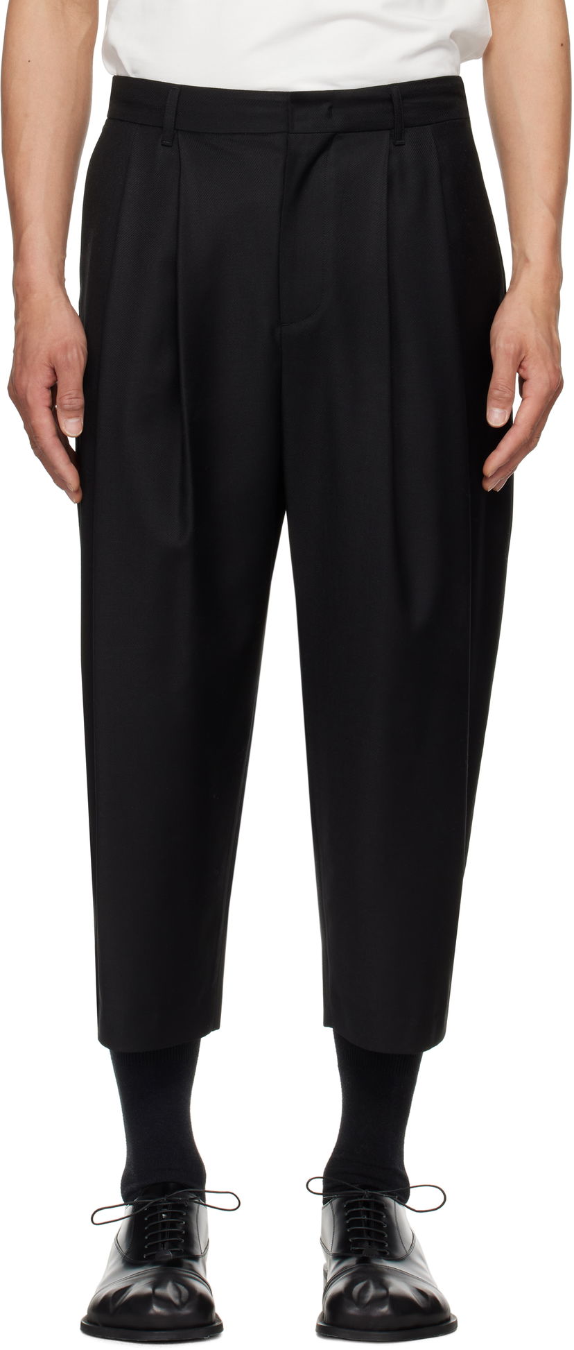 Bukser ADER ERROR ADER error Sig; Tag 01 Cropped Pleated Trousers Sort | BO42FYSA0101BK