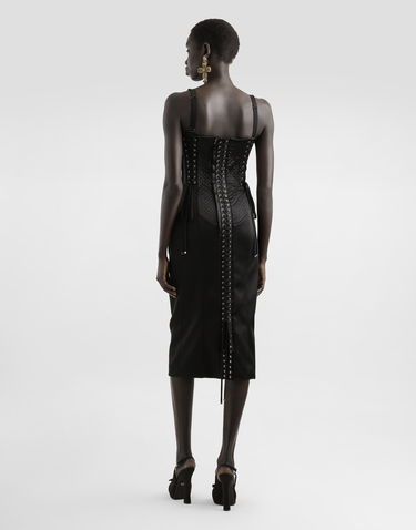 Kjole Dolce & Gabbana Dolce & Gabbana Strapless Satin Corset Dress Sort | F6TUUTFURADN0000, 2