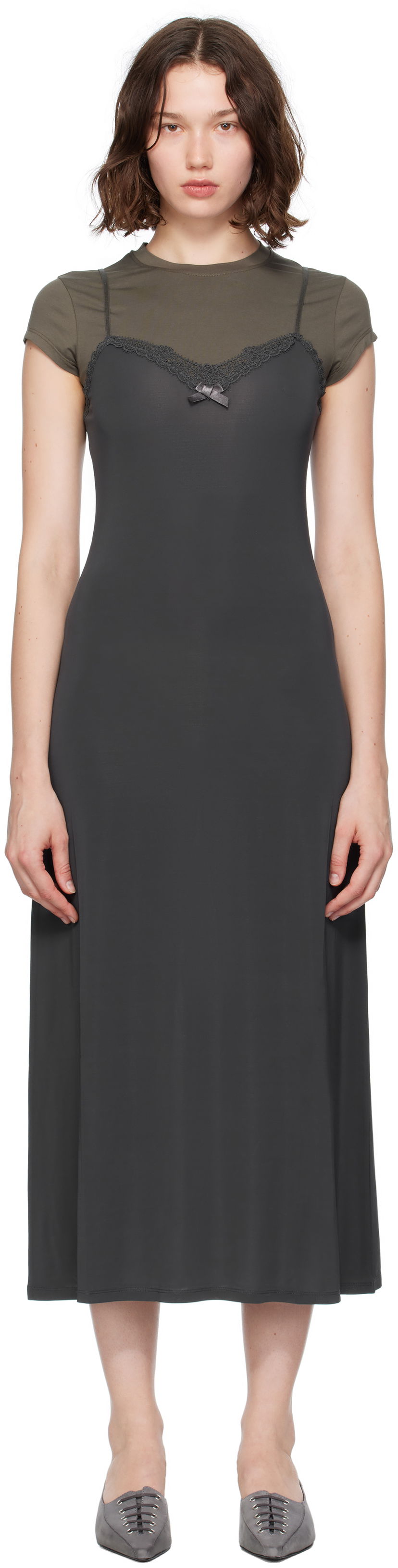 Kjole Acne Studios Acne Studios Layered Jersey Midi Dress Grå | A20796-
