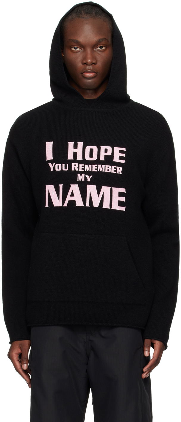 Sweatshirt We11done We11done 'I Hope You Remember My Name' Graphic Print Hoodie Sort | WD-KT2-24-616-U-BK