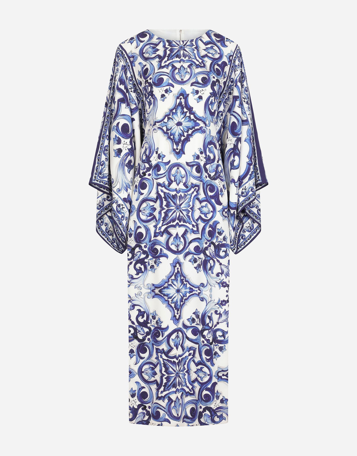Kjole Dolce & Gabbana Dolce & Gabbana Majolica-Print Charmeuse Dress Blå | F69D5THPABOHA3TN, 0