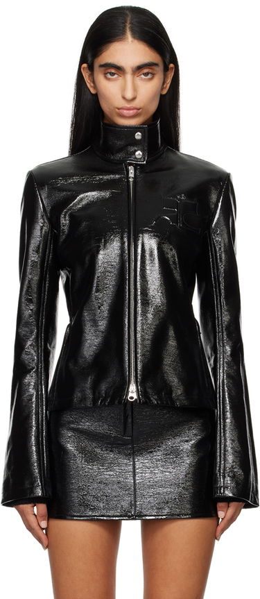 Bomberjakke Courrèges Embossed-Logo Patent Leather Jacket Sort | 324CBL194VY0014, 0