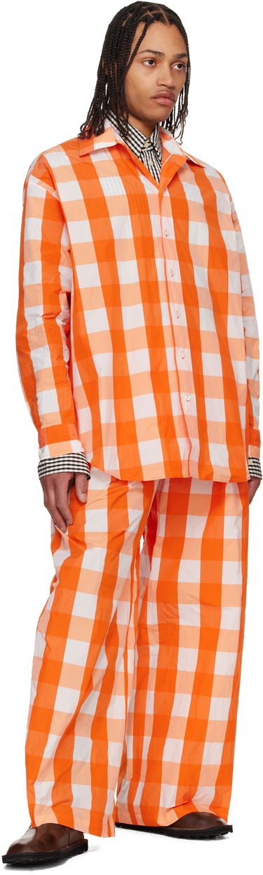 Skjorte Walter Van Beirendonck Walter Van Beirendonck Maxi Gingham Button-Up Shirt Orange | 6002, 3