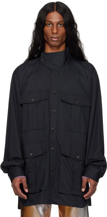 Skjorte Dries Van Noten Dries Van Noten Twill Overshirt Sort | 251-020731-1147, 0