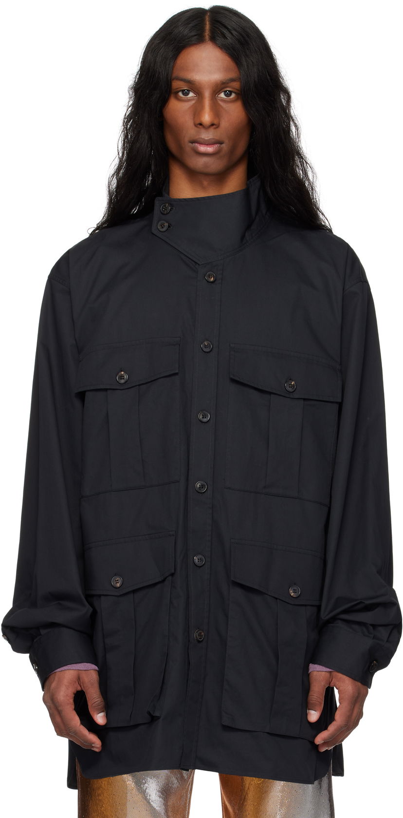 Skjorte Dries Van Noten Dries Van Noten Twill Overshirt Sort | 251-020731-1147