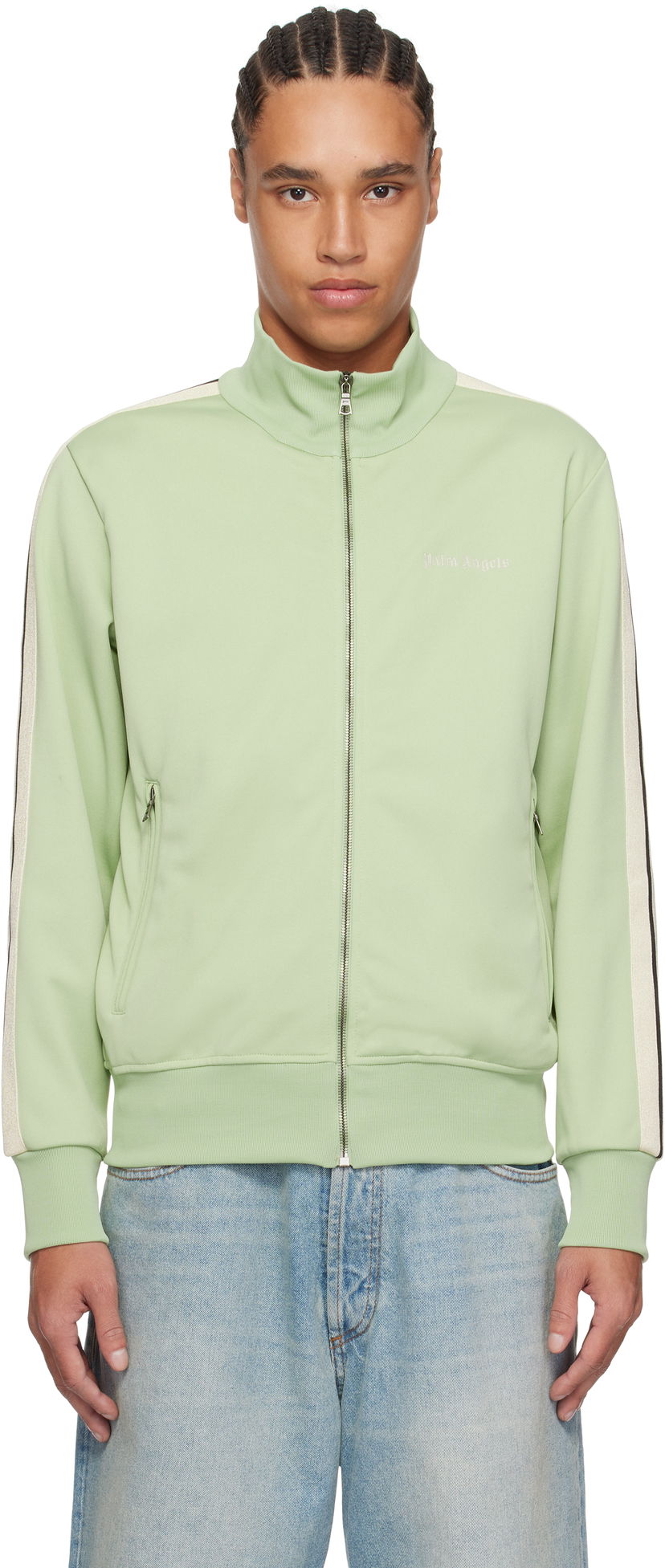 Bomberjakke Palm Angels Palm Angels Embroidered Logo Track Jacket Grøn | PMBD058S25FAB0015303