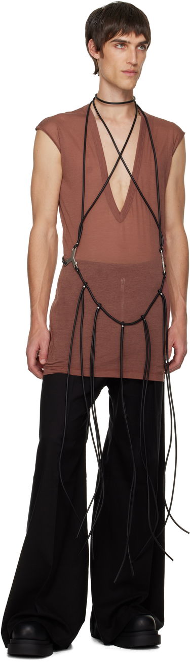 Tanktop Rick Owens Concordians Cord Fringed Tank Top Brun | RR02E1457 LBL, 3