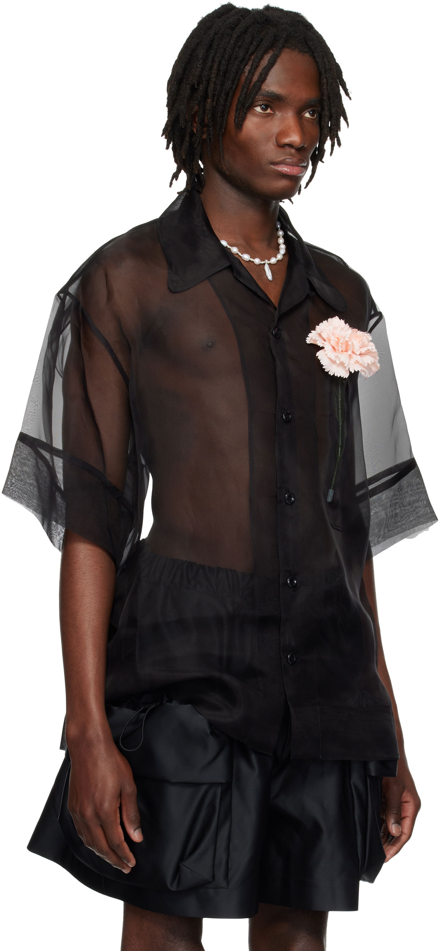 Skjorte Simone Rocha Simone Rocha Carnation Pocket Boxy Shirt Sort | 5332 0360, 1