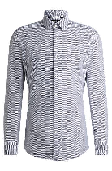 Skjorte BOSS Slim-Fit Performance-Stretch Printed Jersey Shirt Blå | 50539392