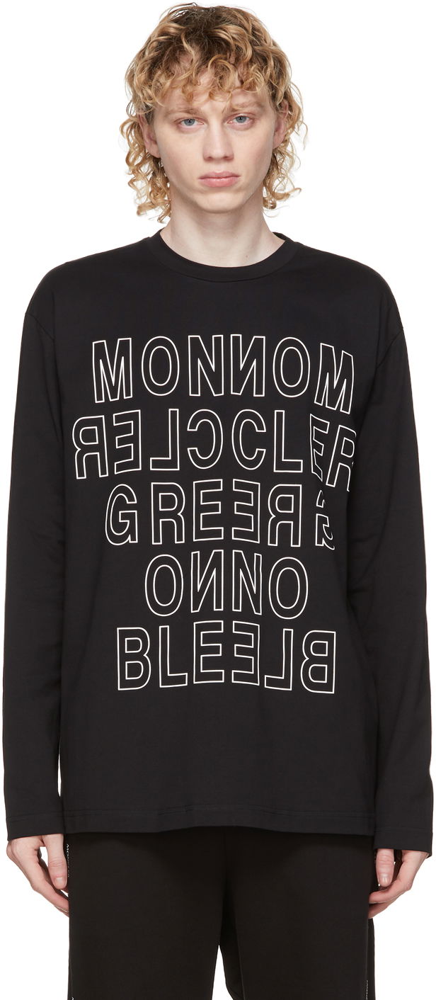 T-shirt Moncler Black Logo Long Sleeve T-Shirt Sort | F20978D70010829HD