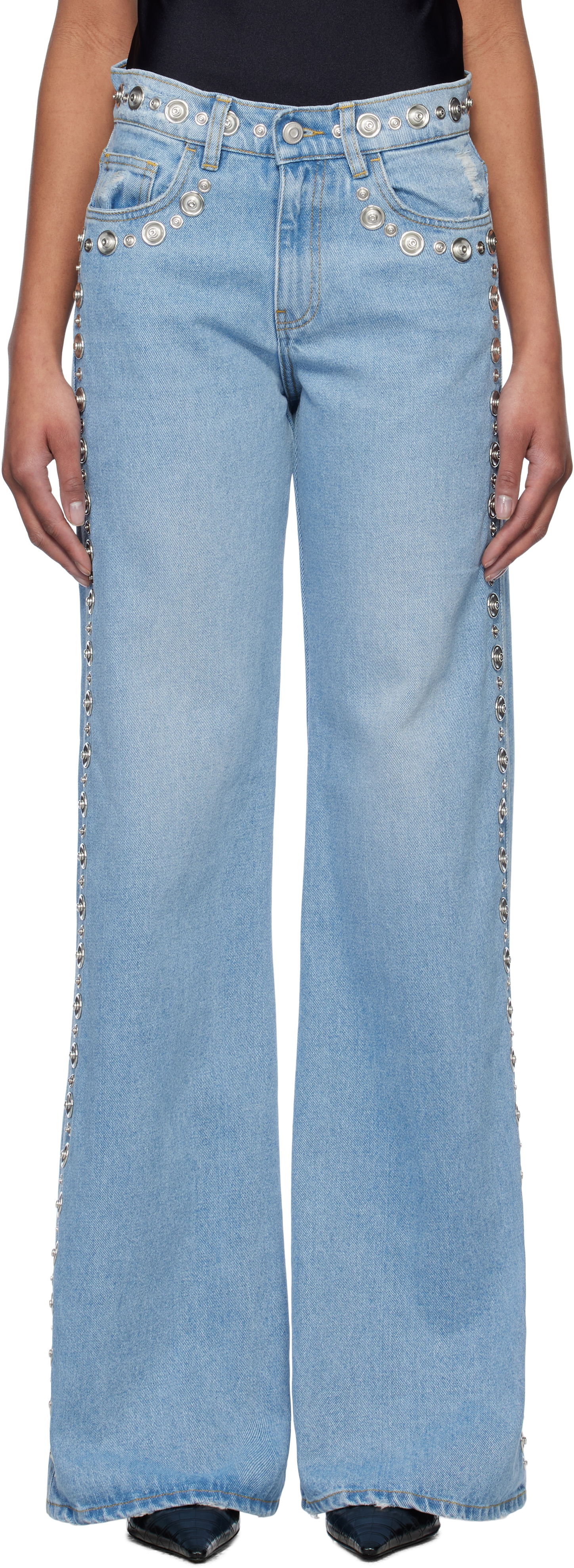 Jeans Coperni Coperni Studded Wide Leg Jeans Blå | COPP95STF2008, 0