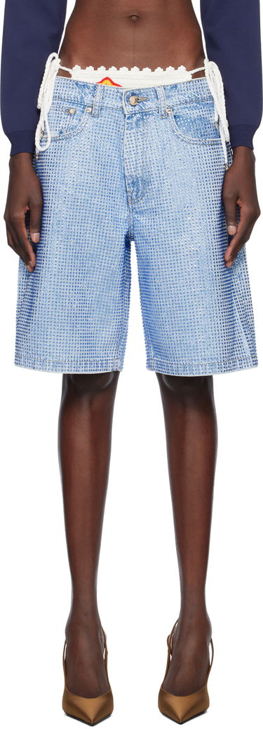 Shorts Casablanca Casablanca Crystal Embellished Denim Shorts Blå | WS25-TR-280-01, 0