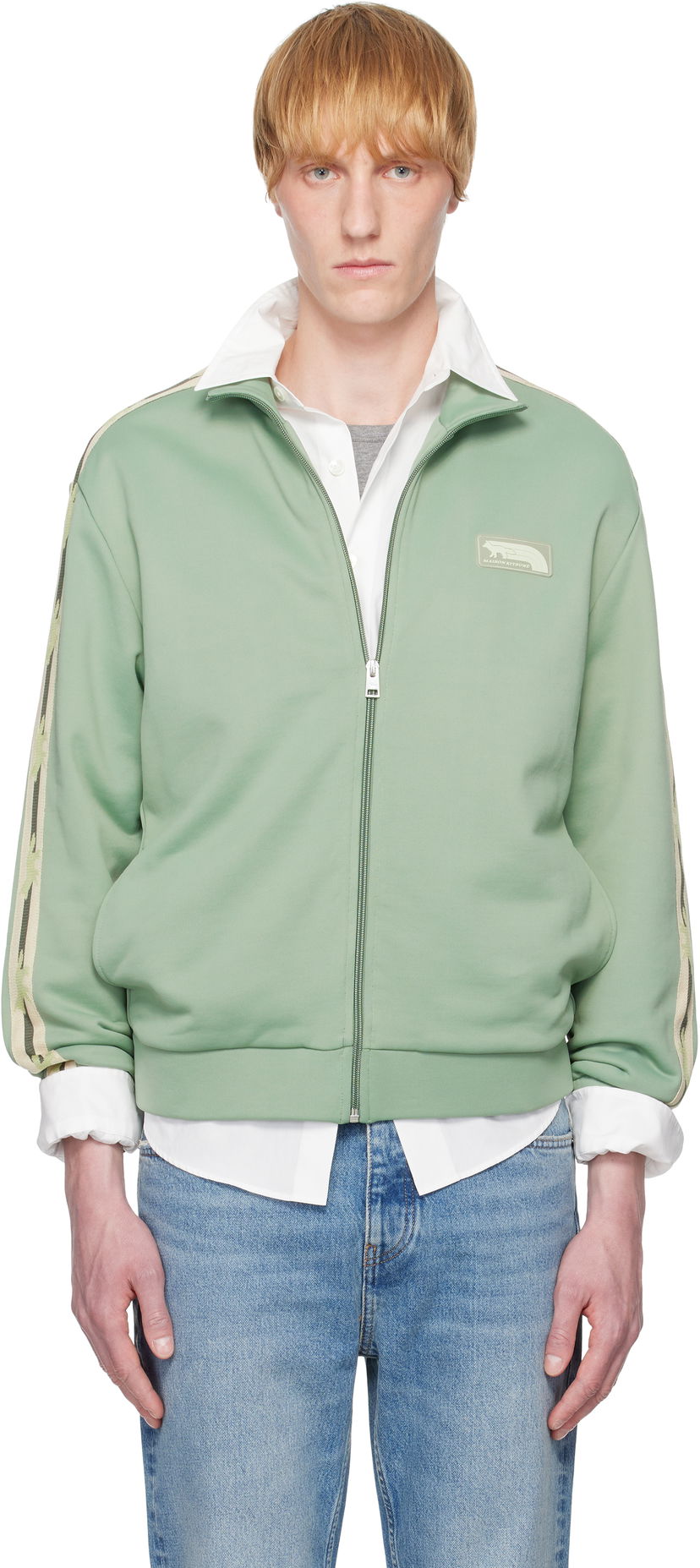 Jakke MAISON KITSUNÉ Maison Kitsuné Flash Fox Zipped Track Jacket Grøn | OM02132KM0322