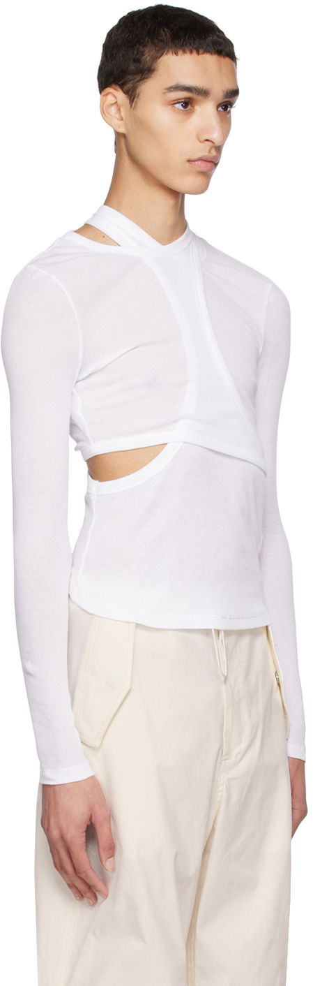 T-shirt Dion Lee Modular Cutout Long Sleeve T-Shirt Hvid | C3102R23, 1