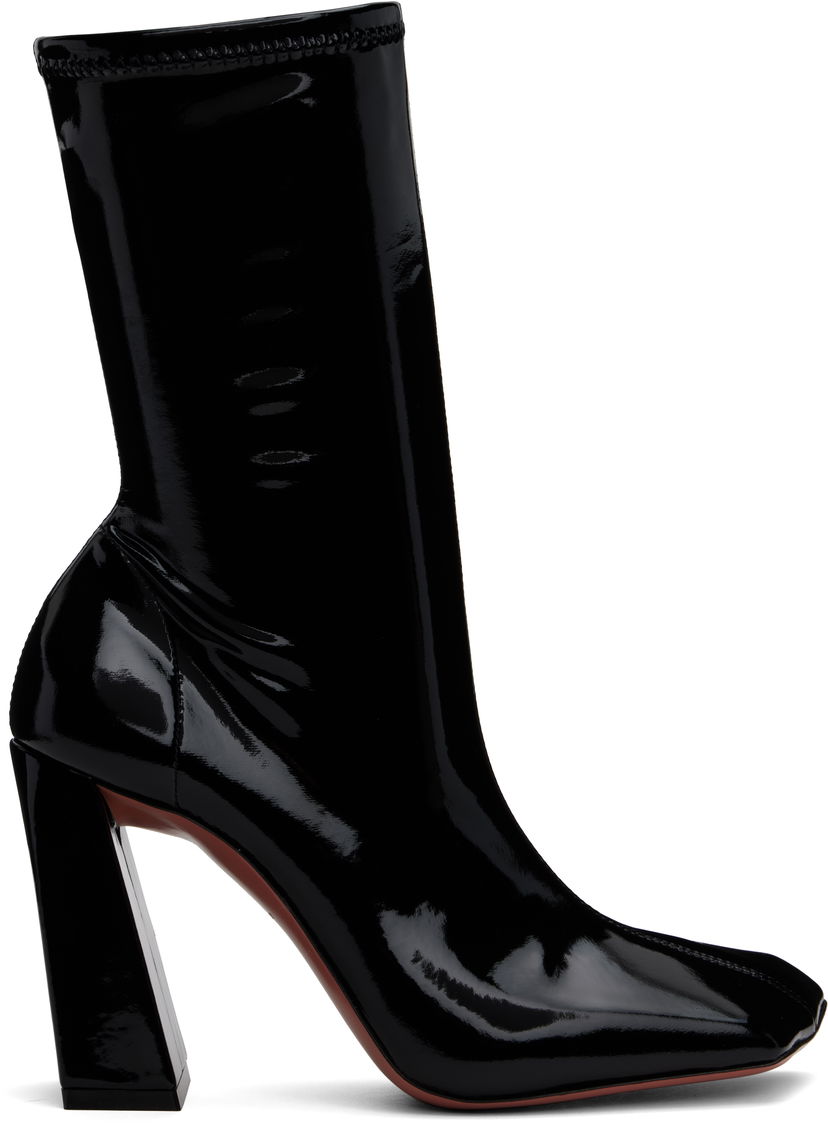 Tøj Amina Muaddi Amina Muaddi Marine Stretch Boots Sort | MARINE STRETCH BOOTIE 95 LATEX