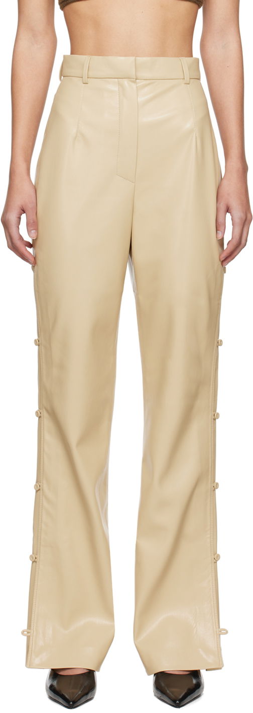 Bukser Nanushka Felina Vegan Leather Trousers Beige | NW24RSPA00772