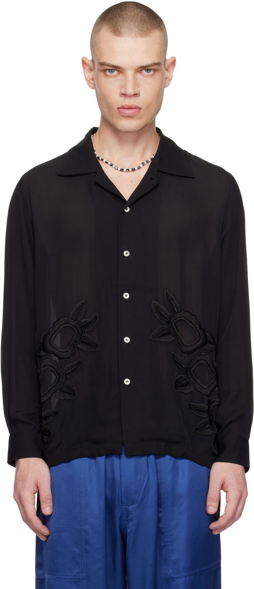 Skjorte Bode Daffodil Long Sleeve Shirt Sort | MRF24SH009