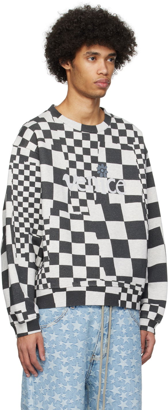 Sweatshirt ERL 'Venice' Checkerboard Print Sweatshirt Grå | ERL08T023, 1