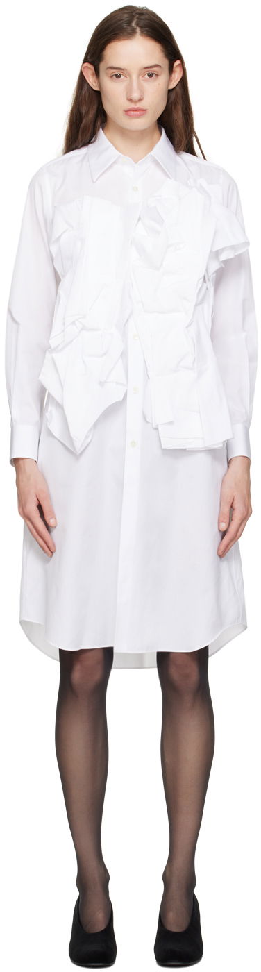 Kjole Comme des Garçons Ruffle Midi Dress Hvid | GL-B006-051