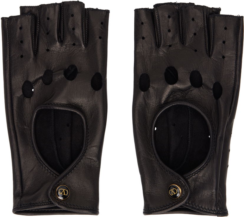 Handsker Valentino Valentino Garavani VLogo Signature Nappa Fingerless Gloves Sort | 6W2GD00BUTV