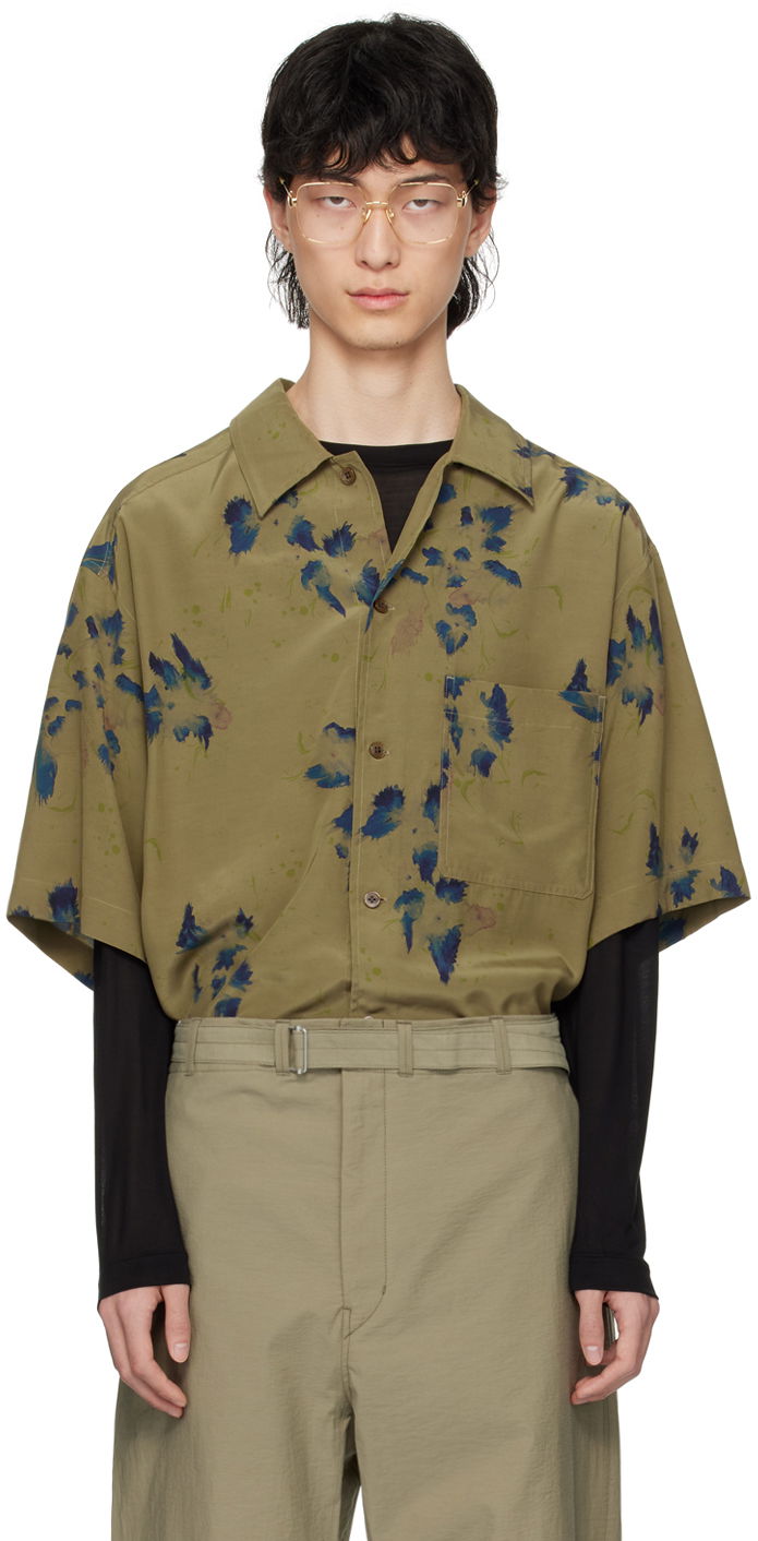 Skjorte LEMAIRE LEMAIRE Men's Summer Floral Print Shirt Grøn | SH1101 LF1262