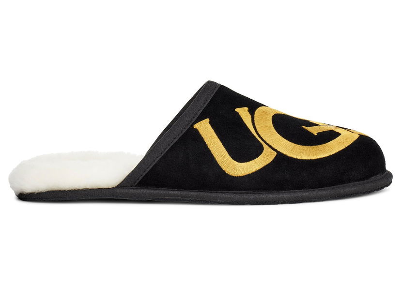 Tøj og tilbehør UGG Scuff Logo Slipper Black Gold Sort | 1101324-BKGD