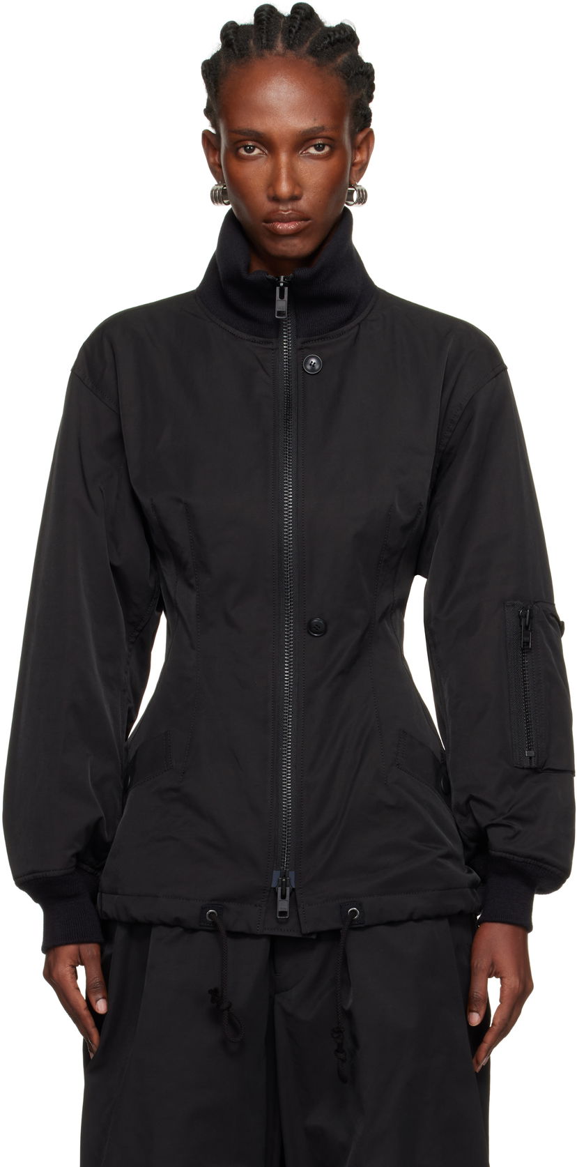 Bomberjakke Yohji Yamamoto YOHJI YAMAMOTO Twill Darts Bomber Jacket Sort | FM-J52-600