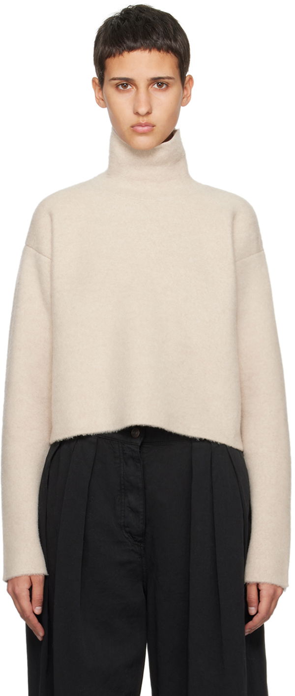 Sweater The Row Cropped Turtleneck Sweater Beige | 7641-Y255