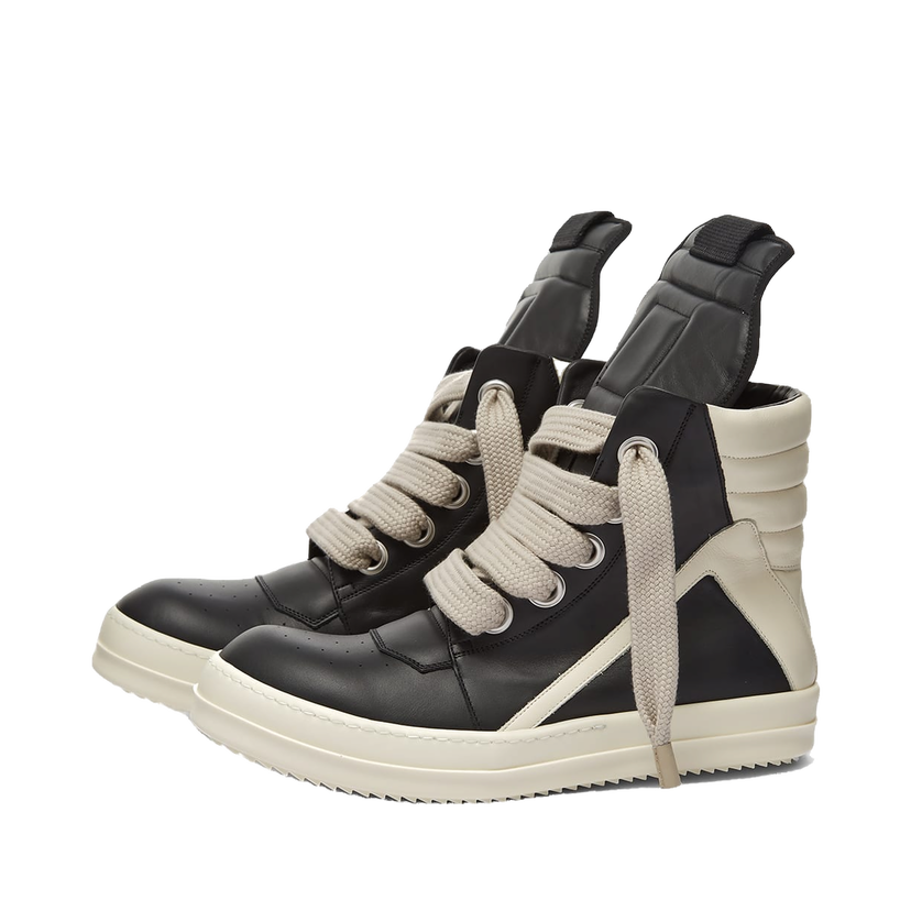 Sneakers og sko Rick Owens Geobasket Oversized Eylet Sneaker Black/White Sort | RU02B2894-LPOW1-911