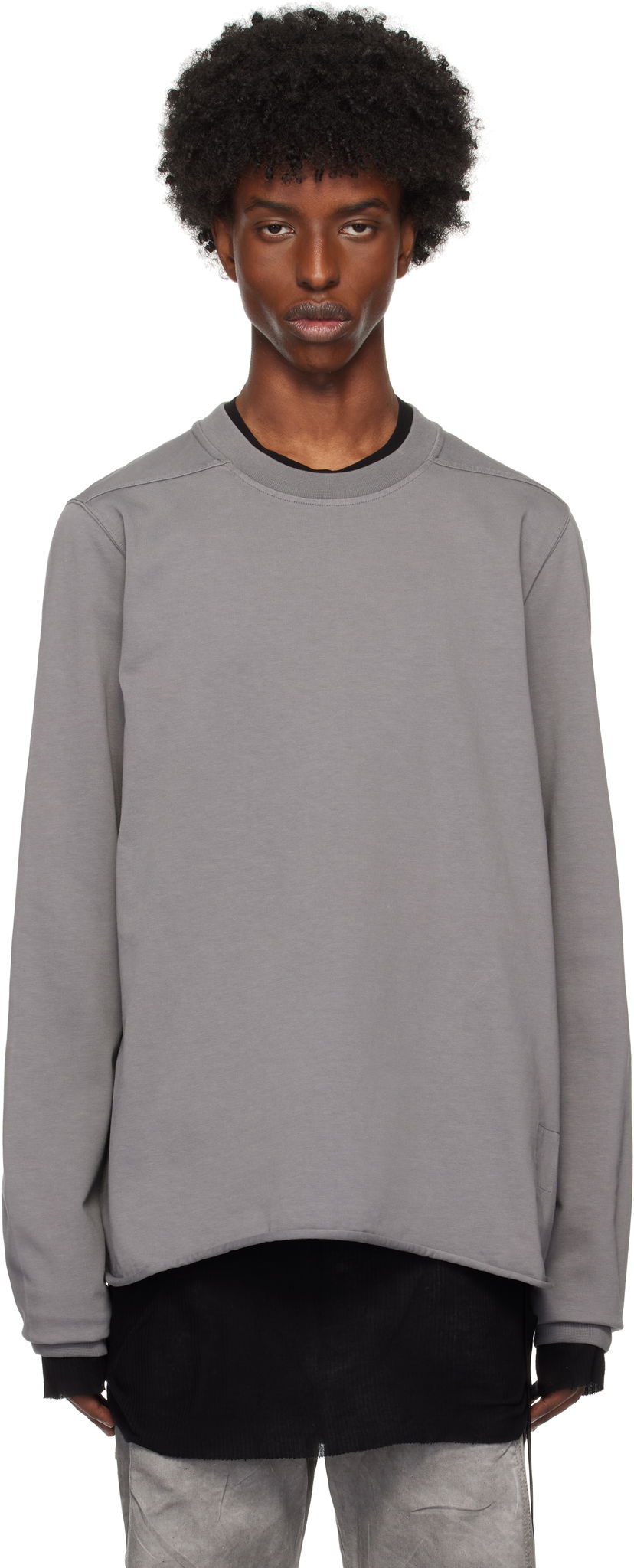 Sweatshirt Rick Owens Rolled Edge Sweatshirt Grå | DU02D2279 RIGP