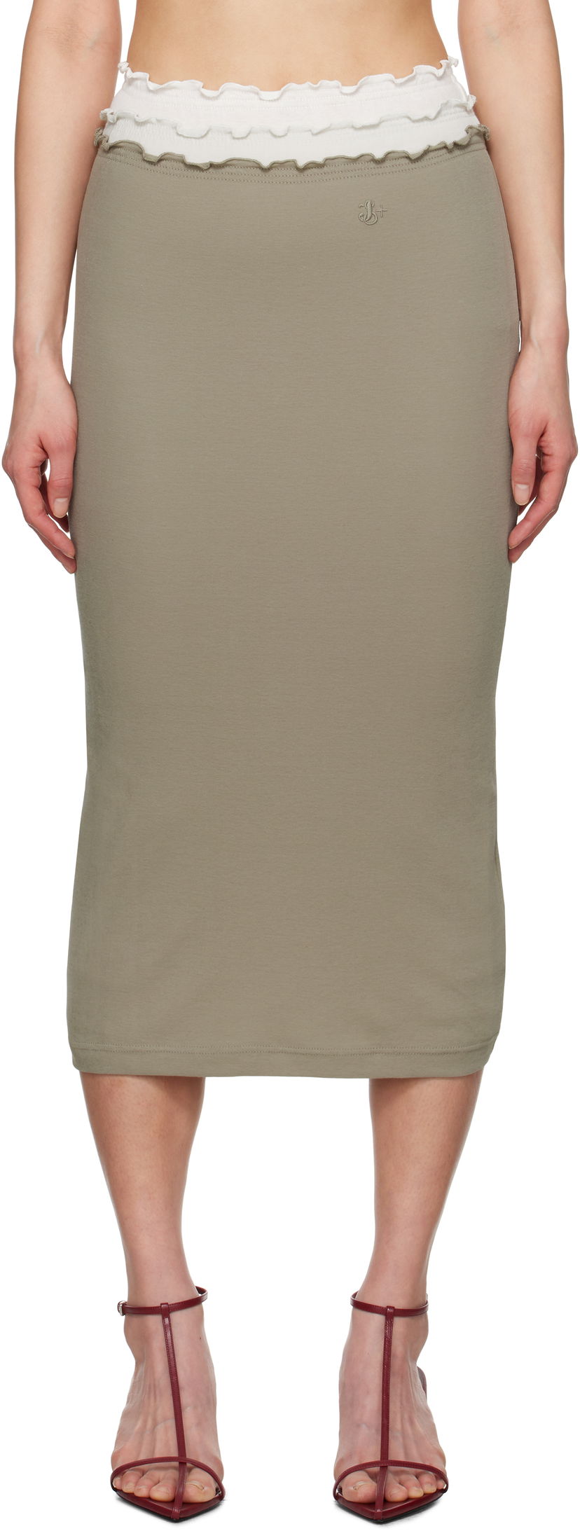 Nederdel Jil Sander Jil Sander Three Layers Midi Skirt Grøn | J40FV0105_JTN356