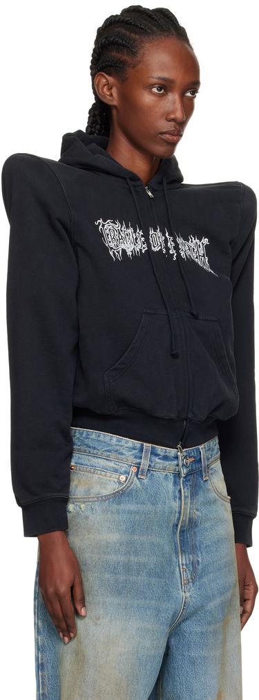 Sweatshirt VETEMENTS Vetements Cradle of Filth Logo Extreme Shoulder Zip-Up Hoodie Sort | UCF76ZU170B, 4
