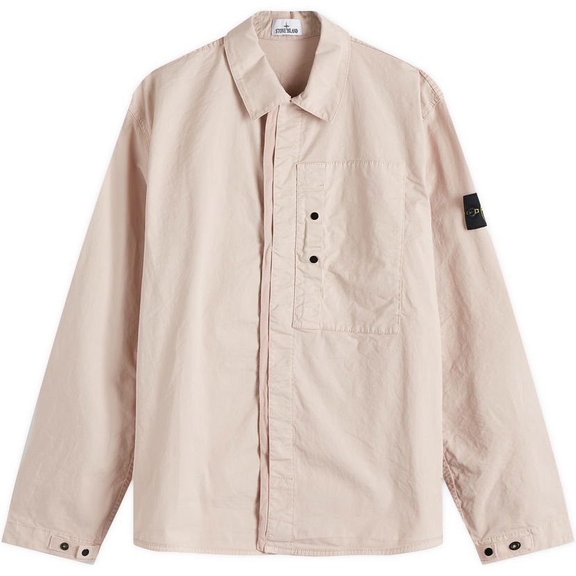Skjorte Stone Island Stone Island Supima Cotton Twill Stretch-TC Button Shirt Jacket, Size Large Lyserød | K1S151200033-V0082