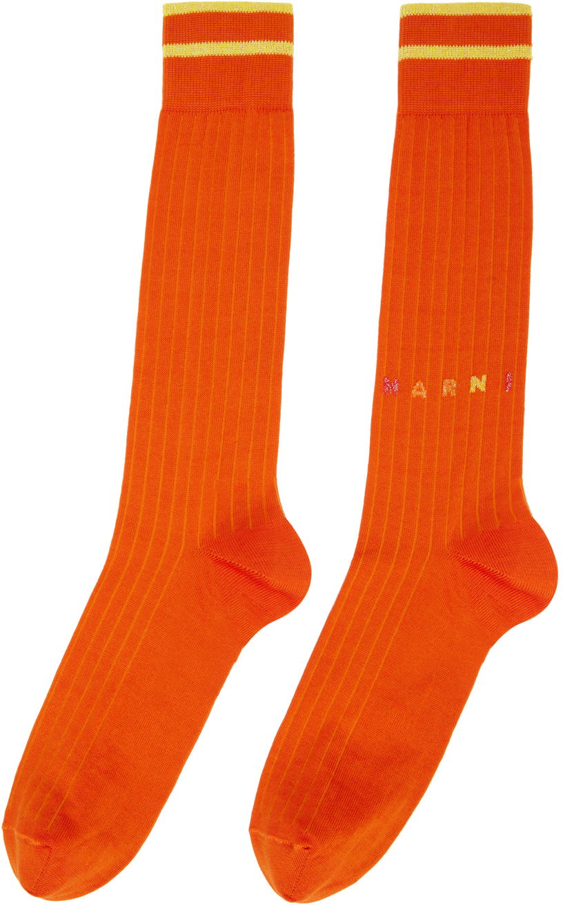 Sokker Marni Marni Ribbed Knit Socks Orange | SKZC0110Q0 UFC143, 1