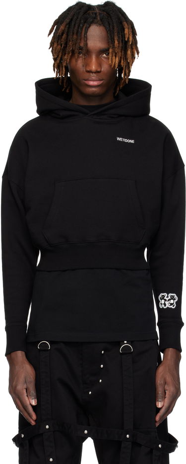 Sweatshirt We11done We11done Teddy Twins Sleeve Hoodie Sort | WD-TH0-25-841-U-BK, 0