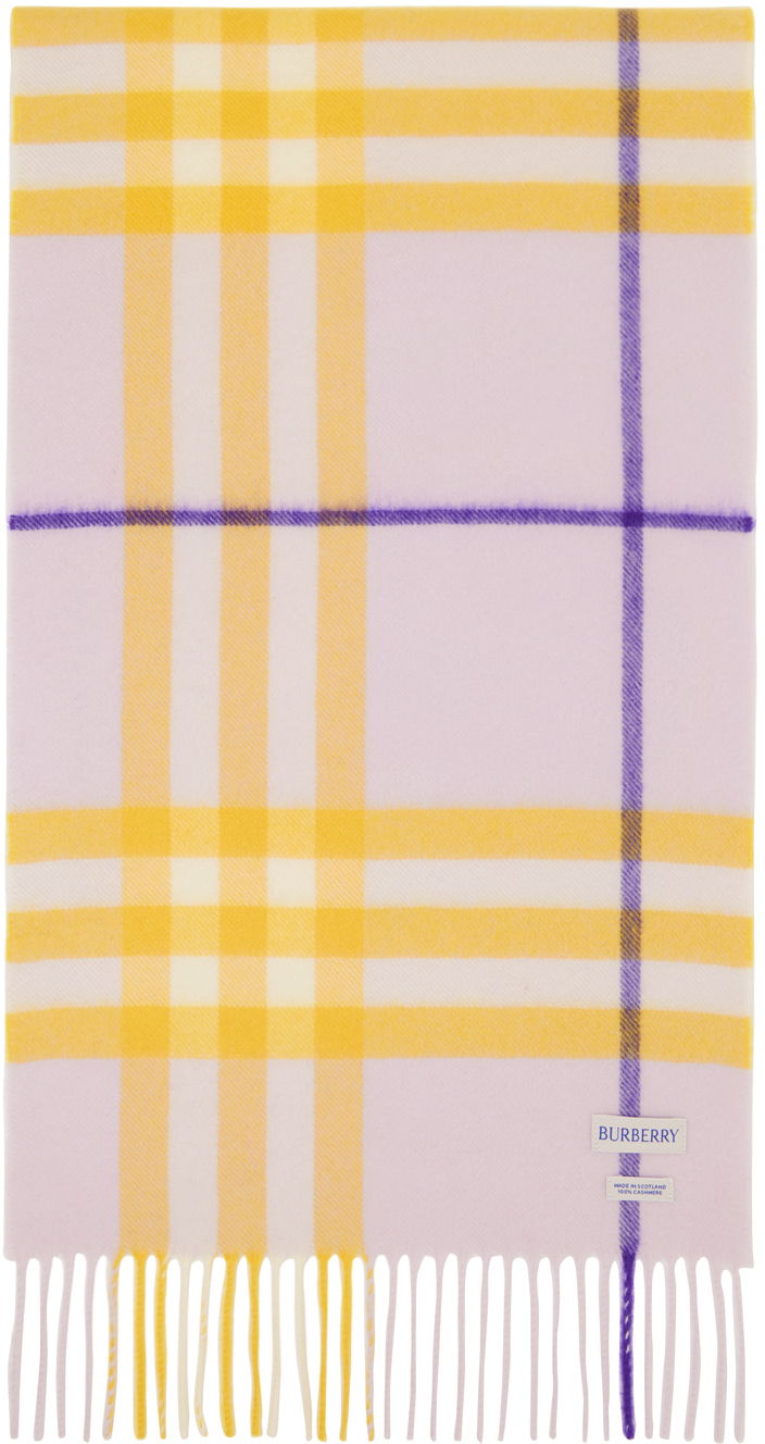 Tørklæde Burberry Check Cashmere Scarf Purple / Yellow Lilla | 8079556, 1