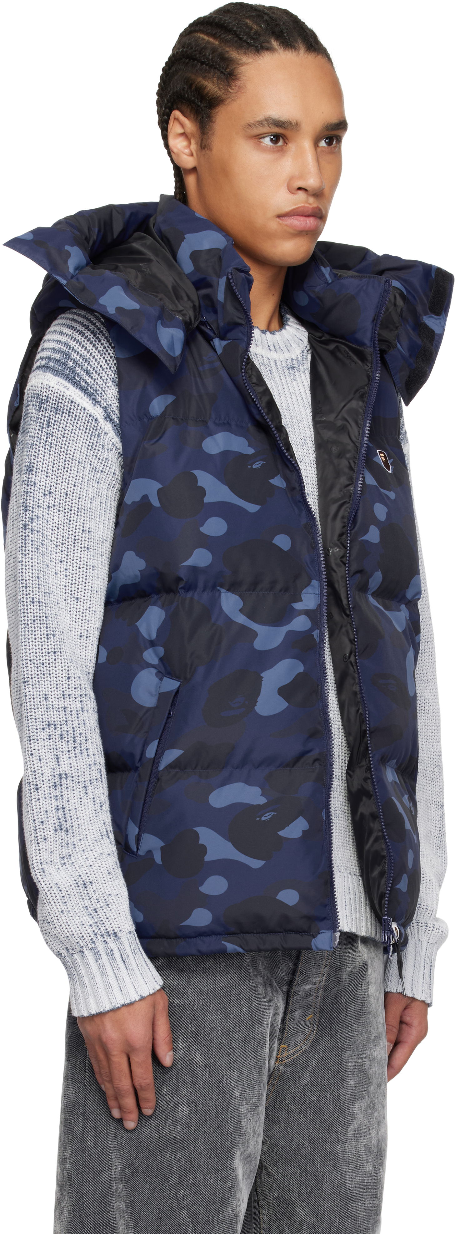 Vest BAPE A Bathing Ape Camo Down Vest Blå | 001DNK801005M, 1