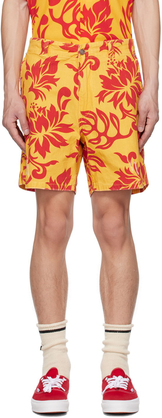 Shorts ERL Graphic Print Cotton Shorts Gul | ERL06P002, 0
