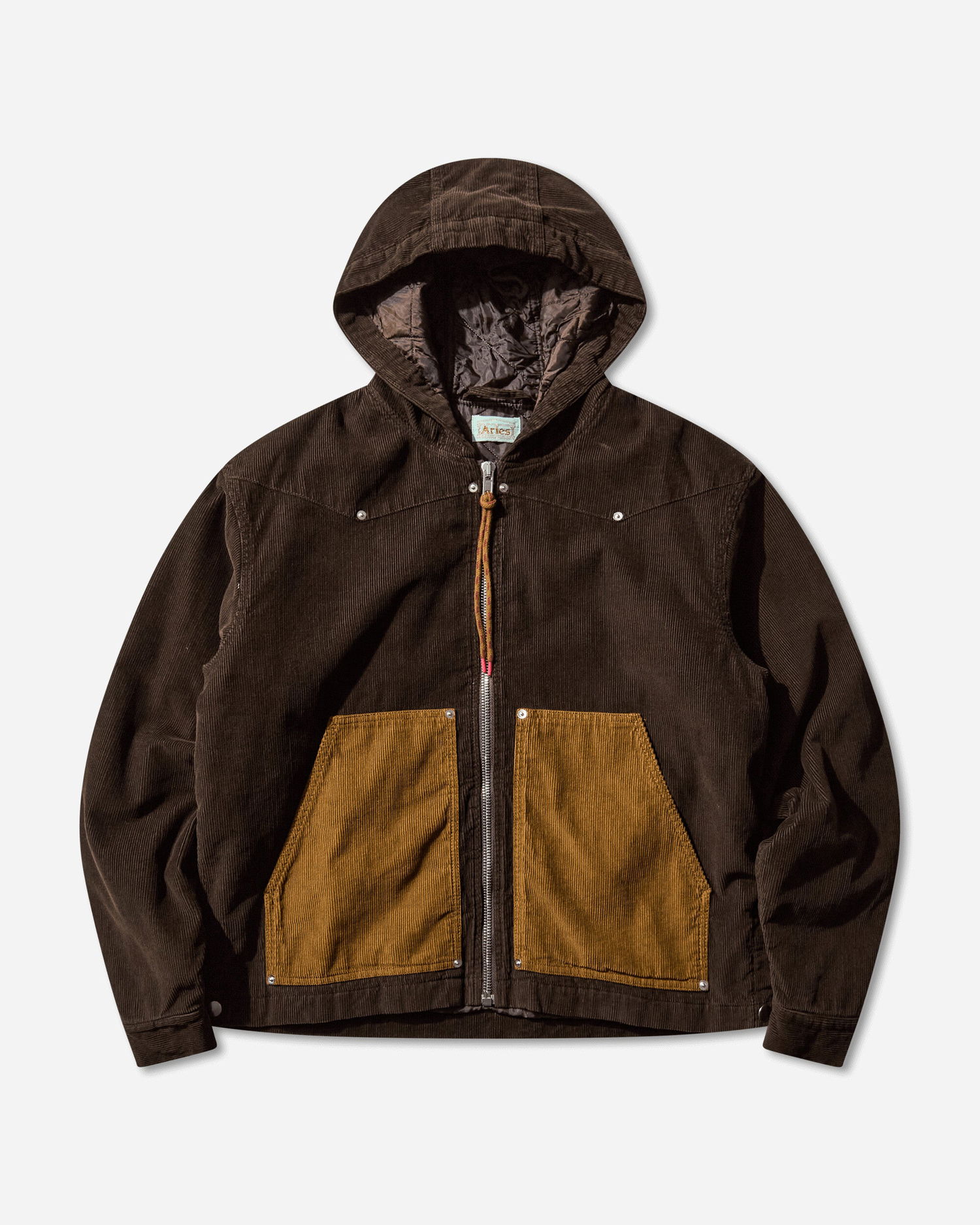 Jakke Aries Washed Cord Carpenter Hooded Jacket Brun | AR7025004 Brown, 1