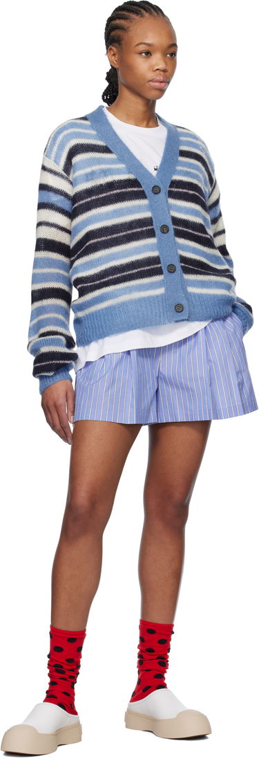 Sweater Marni Marni Striped Mohair Cardigan Blå | CDMD0388Q0 UFU178, 3