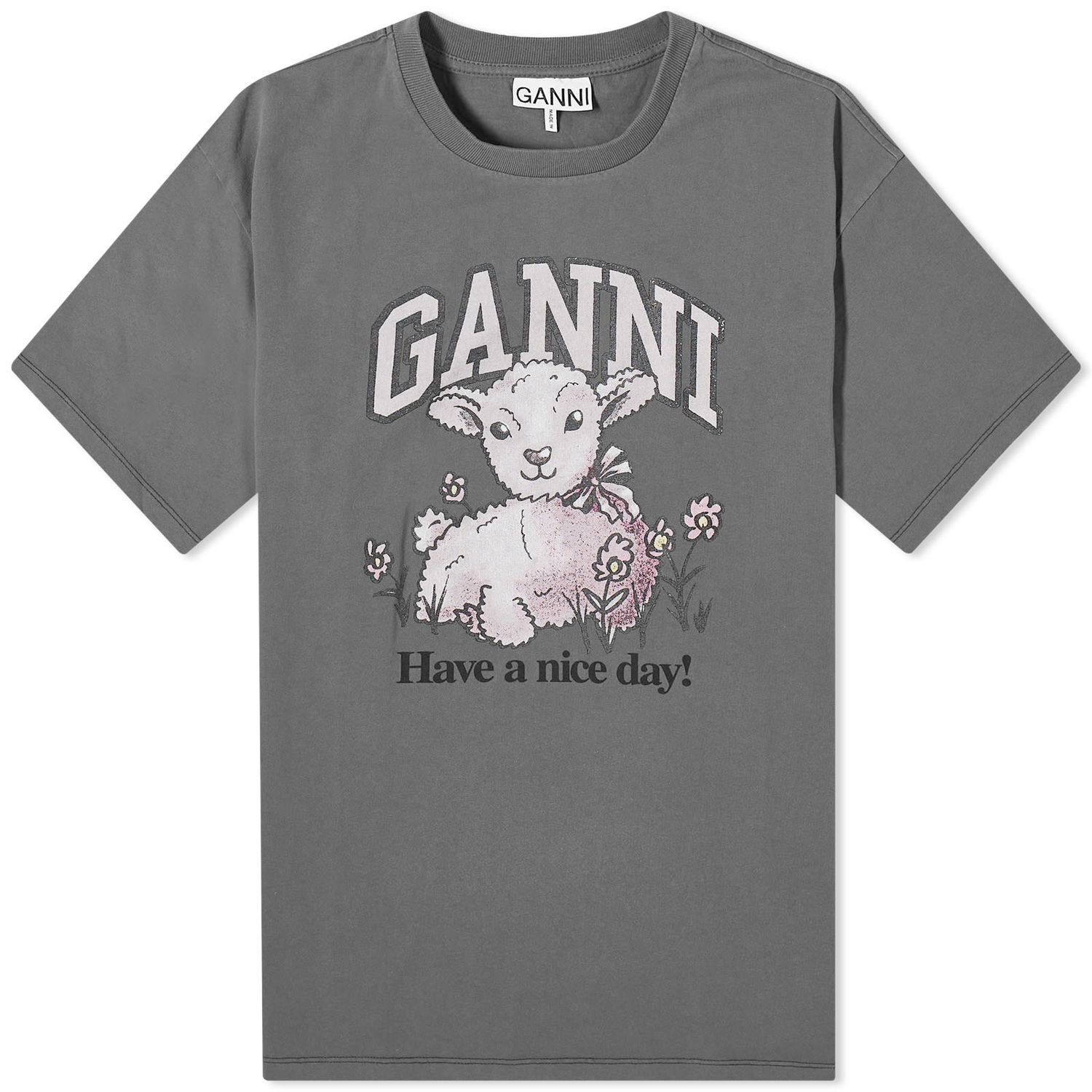 T-shirt GANNI Lamb T-Shirt Grå | T3789-490, 0