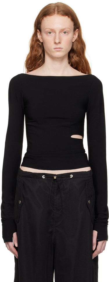 T-shirt Dion Lee Cinched Slit Long Sleeve Top Sort | C7212P23, 0