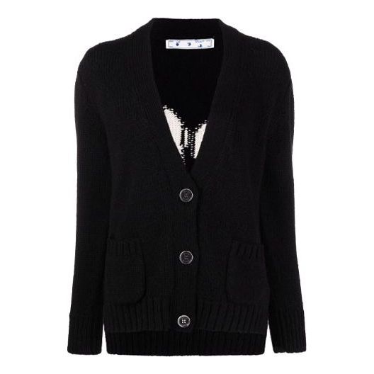 Sweater Off-White Logo Floating Cardigan Sort | OWHB018F21KNI0011001, 0