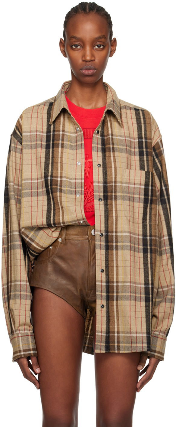 Skjorte VETEMENTS VTMNTS Check Flannel Shirt Beige | VL20SH240C